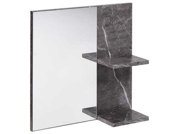 Veggspeil med hyller Svart Sponplate Marmoreffekt Moderne design Baderom Oppbevaring