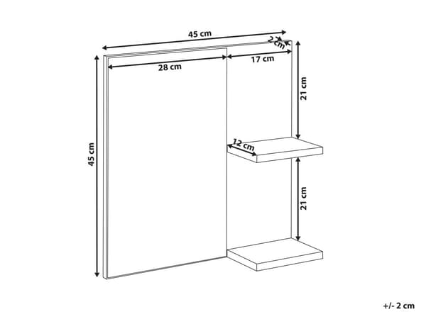 Veggspeil med hyller Hvit Sponplate Moderne design Baderom Oppbevaring