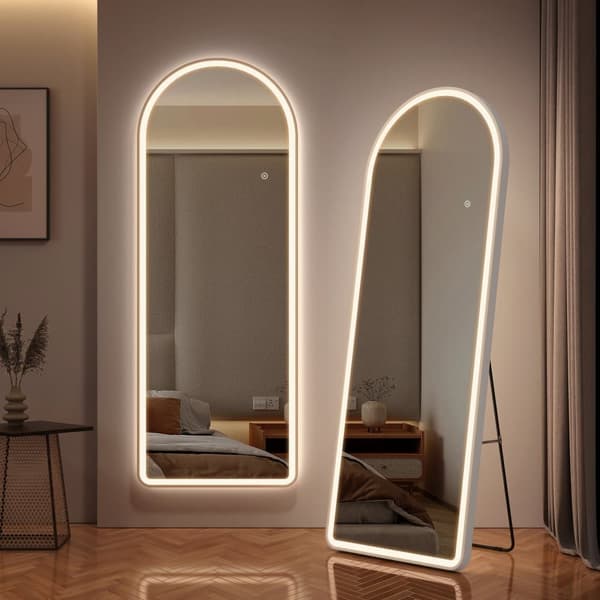 EMKE Spejl 160x60cm - LED-belyst, Dæmpbart lys, Hvid, Touch-kontrol