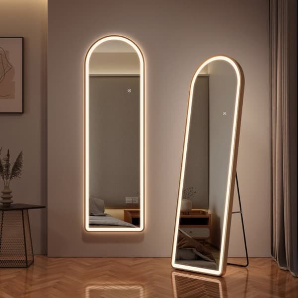 EMKE Helfigur Spejl 147x45cm - LED-belyst, Dæmpbart lys, Guld, Touch-kontrol