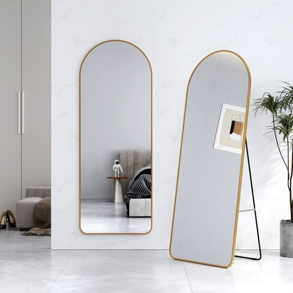 EMKE Stort spejl i fuld længde 160x60cm - Guld aluminiumsstel, fritstående eller væghængt