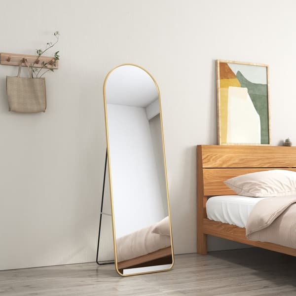 EMKE Stort spejl i fuld længde 147x45cm - Guld aluminiumsstel, fritstående eller væghængt