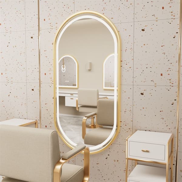 VÆG SPEJL REA LED OLL 60X90CM BRUSH GOLD