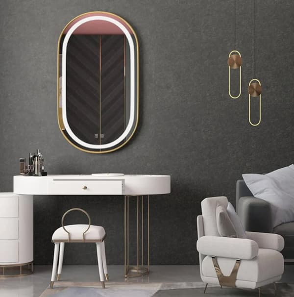 VÆG SPEJL REA LED OLL 60X90CM BRUSH GOLD