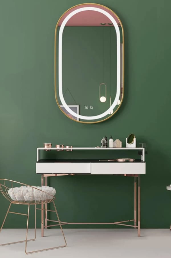 VÆG SPEJL REA LED OLL 60X90CM BRUSH GOLD