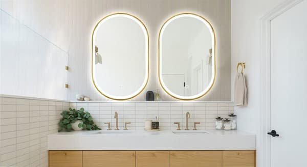 VÆG SPEJL REA LED OLL 60X90CM BRUSH GOLD