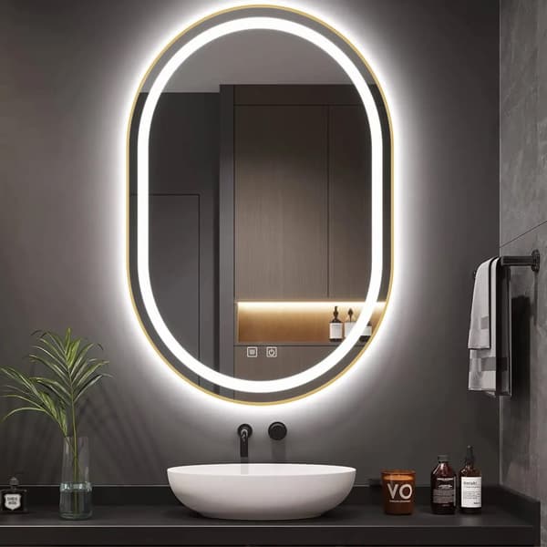 VÆG SPEJL REA LED OLL 60X90CM BRUSH GOLD