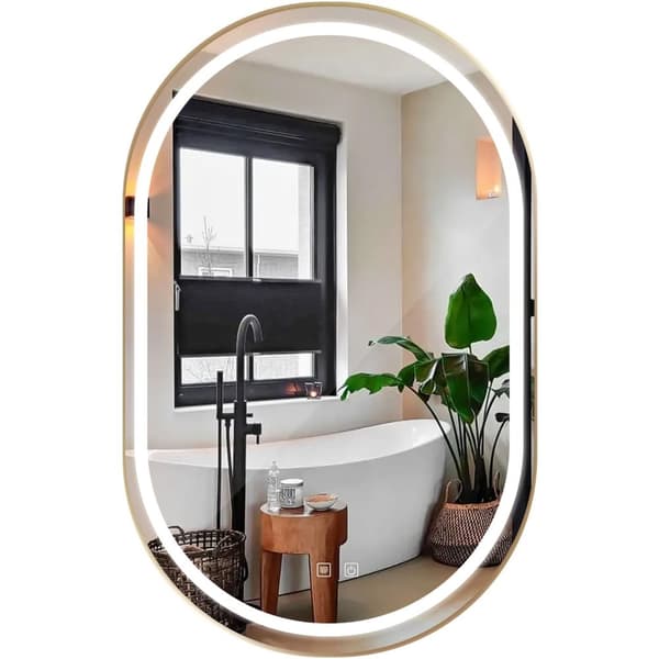 VÆG SPEJL REA LED OLL 60X90CM BRUSH GOLD