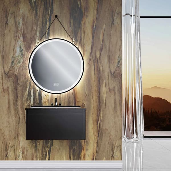 VÆG SPEJL REA LED 104 70X70CM BLACK