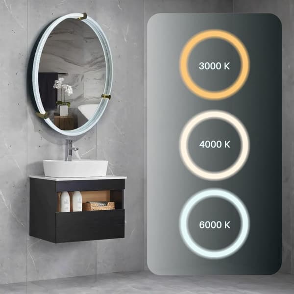 VÆG SPEJL REA LED 106 60X60CM BLACK GOLD