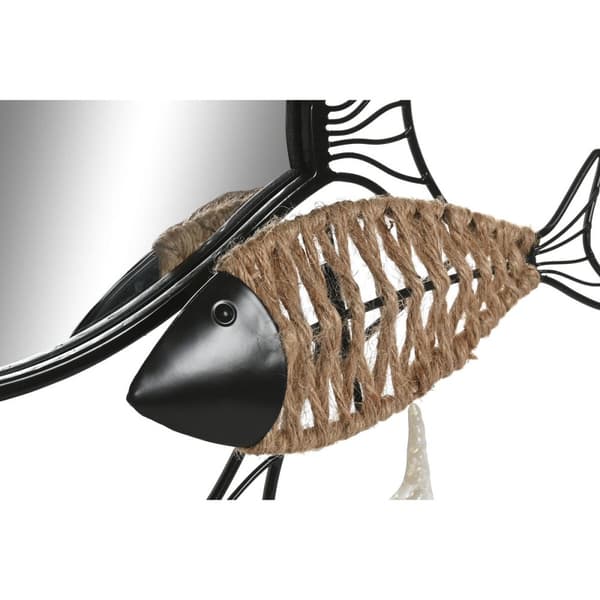 Veggspeil Home ESPRIT Svart Naturell Fisk 83 x 5,5 x 36 cm