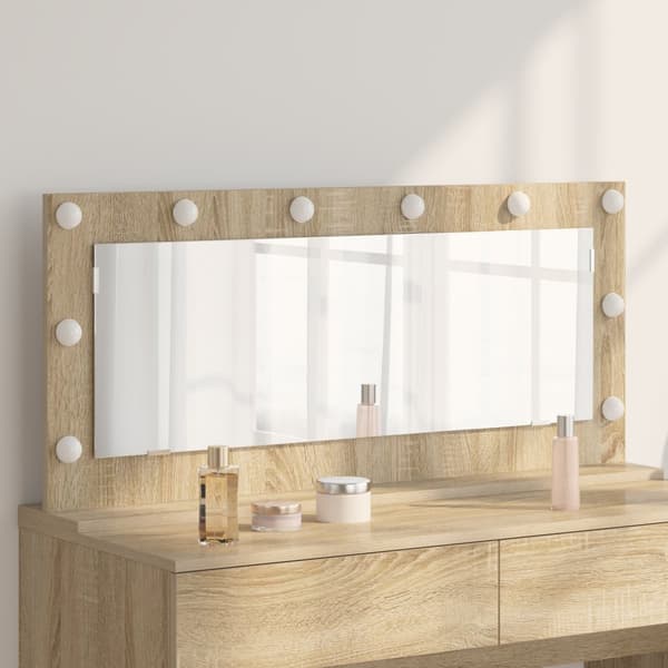 Sminkspegel med LED-lampor Sonoma Ek 100x45x18 cm