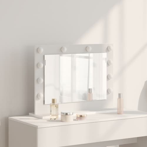 sminkspegel med LED-lampor vit 60x45x18 cm sminkspegel med LED-lampor vit 60x45x18 cm