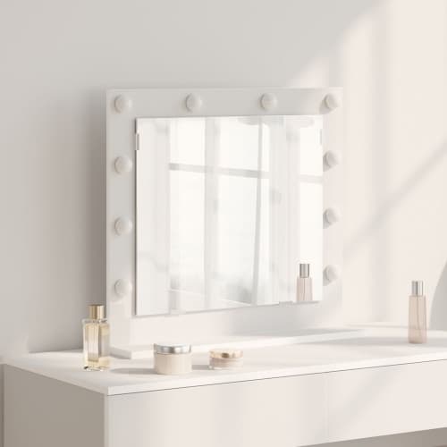 Sminkspegel med LED-lampor Vit 60x55x18 cm