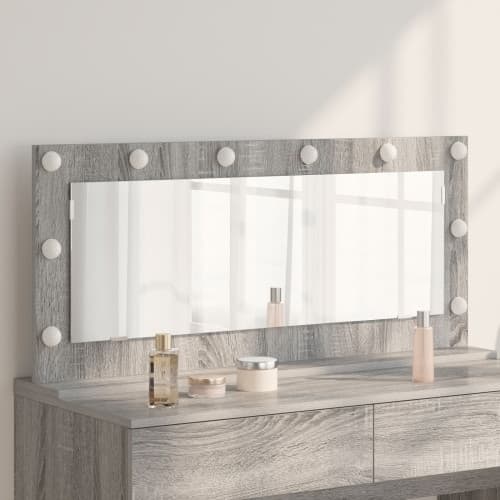 Sminkspegel med LED-lampor Grå Sonoma 100x45x18 cm
