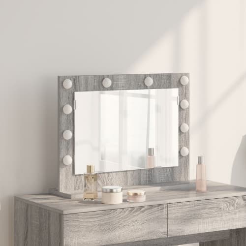 Spegel Grå Sonoma MDF, Glas 60 x 45 x 18 cm Spegel Rektangulär