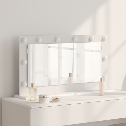 Sminkspegel med LED-lampor Vit 80x45x18 cm