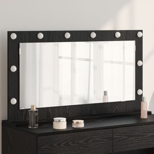 Sminkspegel med LED-lampor Svart ek 100x55x18 cm