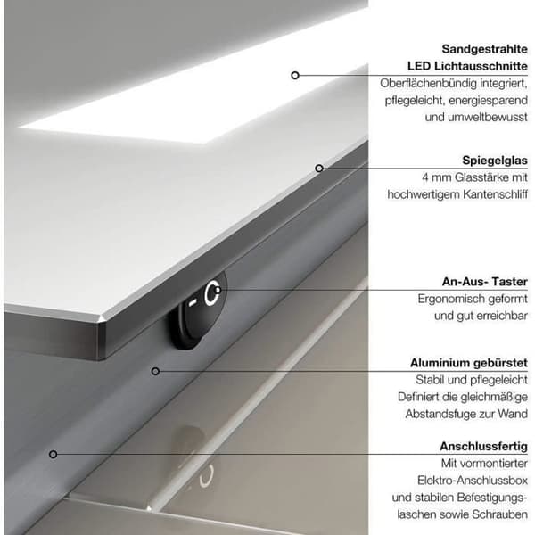 LED-badrumsspegel 50x70 cm - Talos