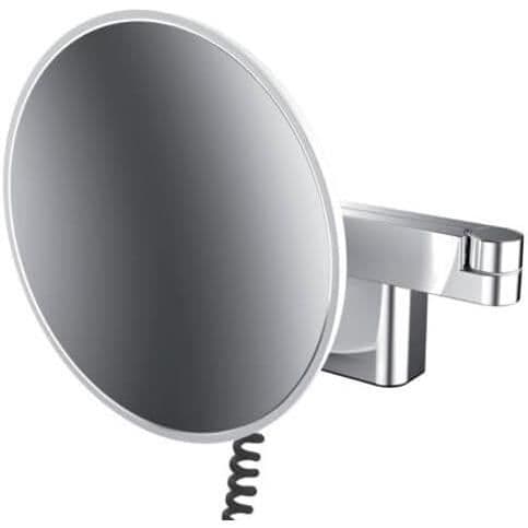 Emco LED-spegel för rakning och kosmetik, väggmodell, dubbelledad arm, förstoring 5X, rund, spiralformad sladd och kontakt 109506040