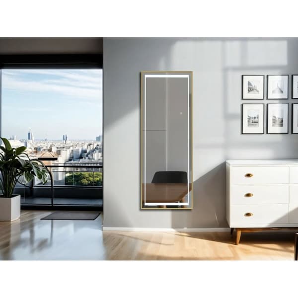 Garderobsspeglar Home ESPRIT Gyllene Aluminium 50 x 0,5 x 150 cm
