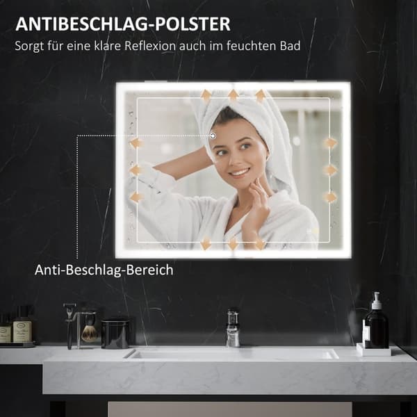 Rootz badeværelse spejl med skab - LED spejl - oplyst skab - justerbar belysning - 80 cm x 12,8 cm x 60 cm