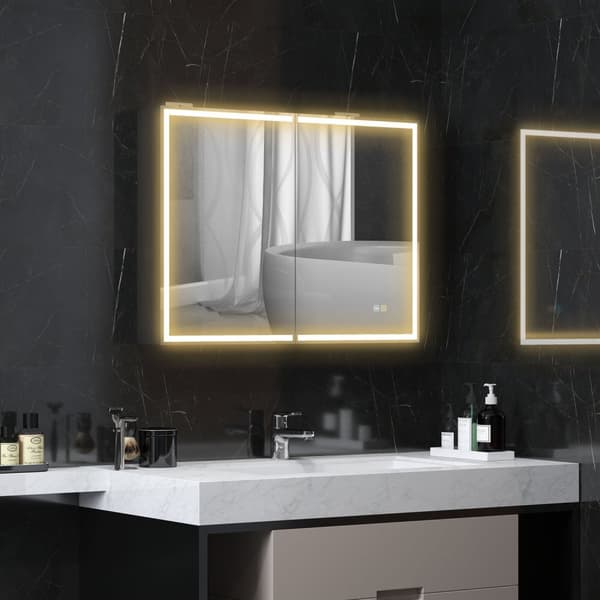 Rootz badeværelse spejl med skab - LED spejl - oplyst skab - justerbar belysning - 80 cm x 12,8 cm x 60 cm