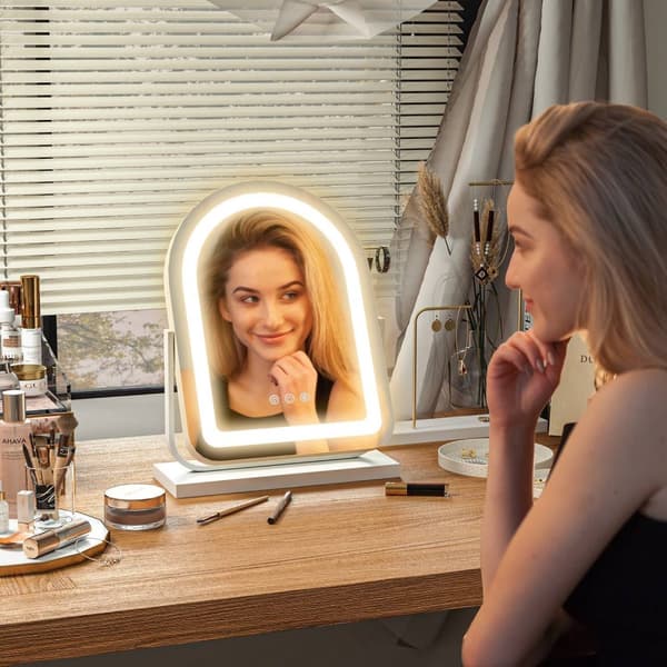 Rootz Cosmetic Mirror med LED -belysning - Vanity Mirror - Makeup Mirror - Rotatable, Touch Control, 33 cm x 12 cm x 44,5 cm