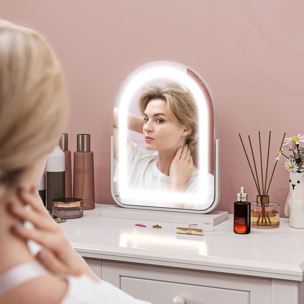 Rootz Cosmetic Mirror med LED -belysning - Vanity Mirror - Makeup Mirror - Rotatable, Touch Control, 33 cm x 12 cm x 44,5 cm