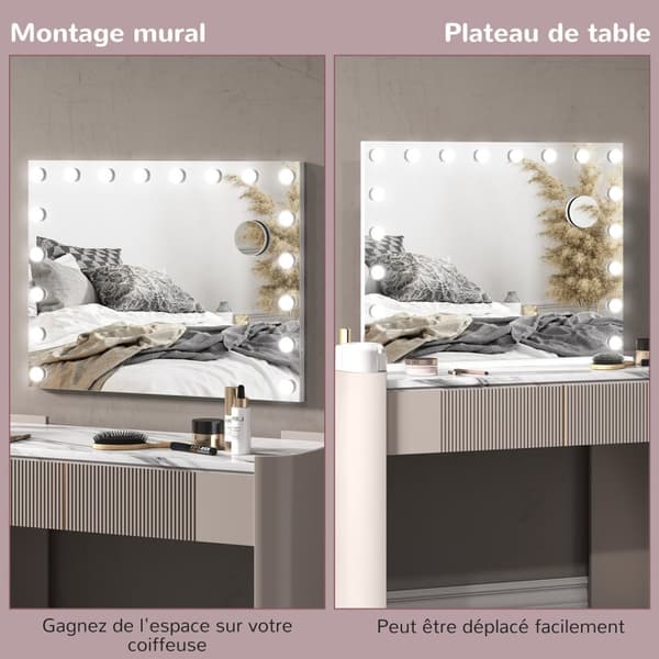 Rootz LED -meikkipeili - Vanity Mirror - Valaistu peili - USB -lataus - 80 cm x 62 cm