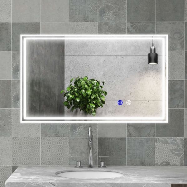 ROOTZ LED Badeværelsesvæg Mirror - Lyst forfængelighedsspejl - Oplyst makeup -spejl - Anti -Fog, 100 x 60 cm