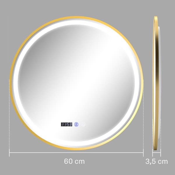ROOTZ RUND LED Badeværelse Spejl - Anti -Fog Mirror - Touch Control Mirror - Justerbar lysstyrke - Ø60 x 3,5 cm