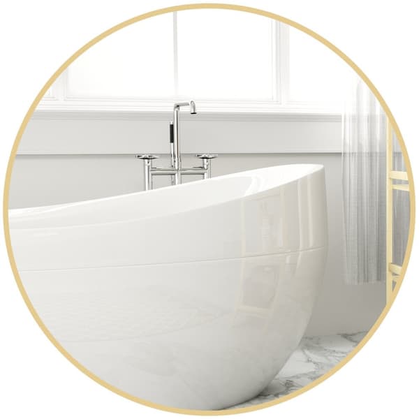 Rootz Round Badeværelse Mirror - Wall Mirror - Gold Mirror - Easy Installation - Ø 70 x 2,5 cm