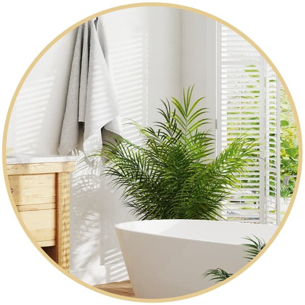 Rootz Round Badeværelse Mirror - Wall Mirror - Gold Mirror - Easy Installation - Ø 70 x 2,5 cm
