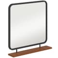 Pikkukuva 1 / 10: Rootzin seinäpeili hyllyllä - vintage -peili - koristepeilit - ylimääräinen säilytystila - 55 x 10 x 55,5 cm, musta, ruskea