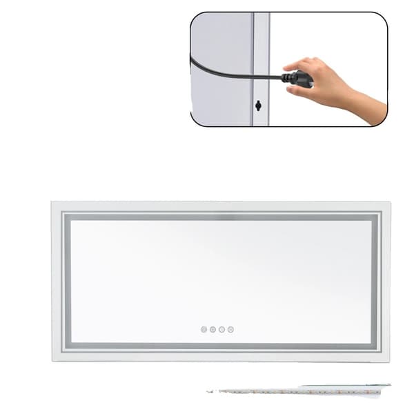 RGB LED Badeværelsesspejl, Dæmpbar Touch Sensor, Anti-Dug Teknologi,Rektangel 120x60cm