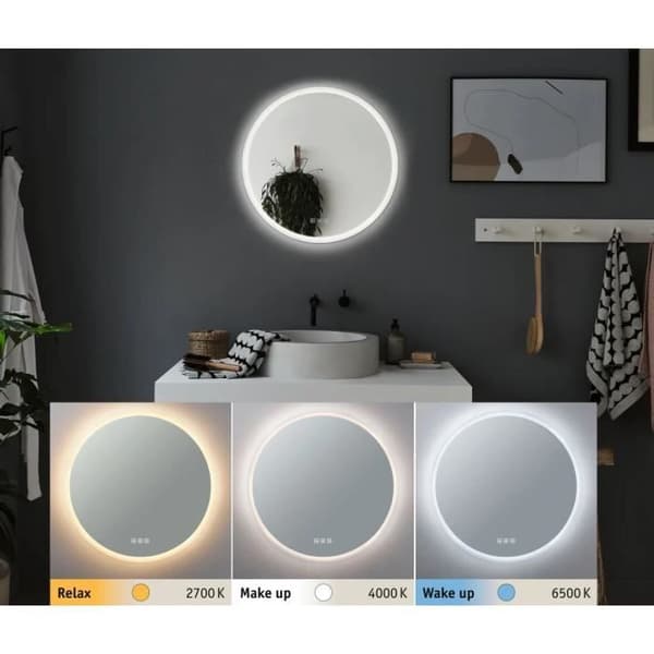 Rund LED-spegel Paulmann Mirra IP44 - spegel/vit - 21W/230V