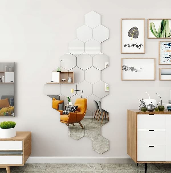 Set med 10 akrylspeglar Hexagonspegel 265