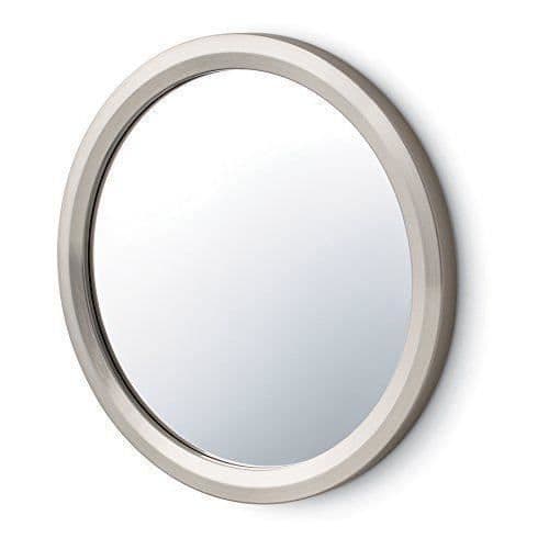 Kommand Miroir för badrum, metall, borstad nickel, 17.32 x 1 x 17.32 cm - BATH35-SN-ES