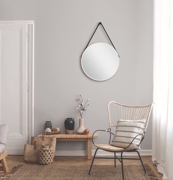 Talos badrumsspegel - 50260 - Dekorativ rund väggspegel Matt Vit 50 cm