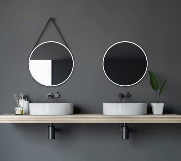 Talos badrumsspegel - 50260 - Dekorativ rund väggspegel Matt Vit 50 cm