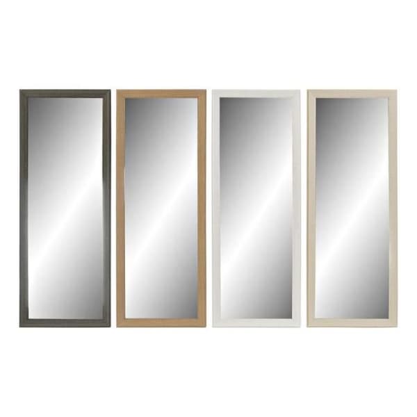 DKD Heminredning Väggspegel Naturglas Brun Mörkgrå Elfenben PS Traditionell 4 enheter (36 x 2 x 95,5 cm) -