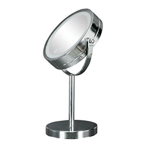 Kleine Wolke Bright Mirror 2-sidig LED skrivbordsförstoringsspegel, metall, krom, 17,5 x 12 x 29,5 cm - 5887124886
