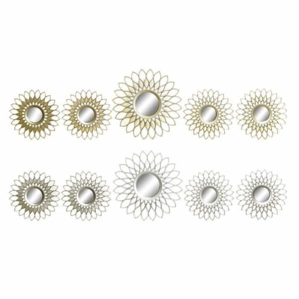 DKD Home Decor Väggspegelset Champagne Guld polypropenglas (2 st) (35 x 2 x 35 cm) - 8424001763177