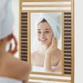 Miniatyrbild 3 av 6: Relaxdays Vägghängd spegel med ram av bambu, H x B x D: 70 x 50 x 2 cm, för badrummet, natur