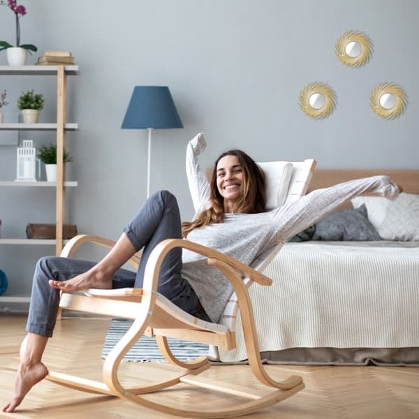 Relaxdays Set med 3 speglar, rund form solmotiv, diameter 25 cm, inredning, plastram, gyllene