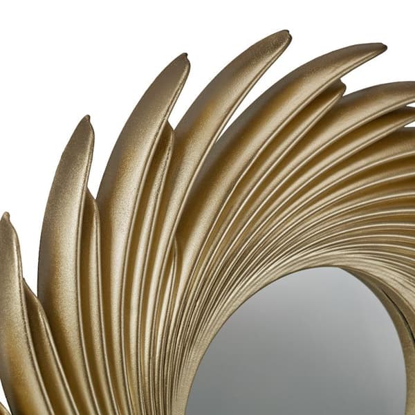 Relaxdays Set med 3 speglar, rund form solmotiv, diameter 25 cm, inredning, plastram, gyllene