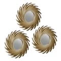 Miniatyrbild 1 av 6: Relaxdays Set med 3 speglar, rund form solmotiv, diameter 25 cm, inredning, plastram, gyllene