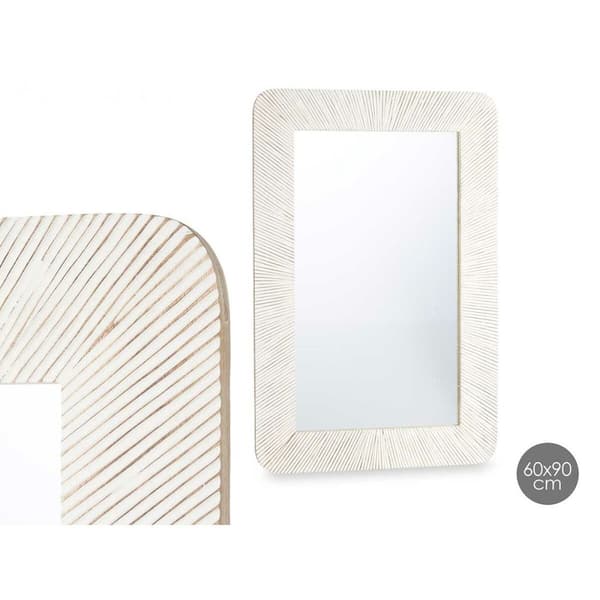 Väggspegel 38 Vit Brun Ränder 90 x 60 x 2 cm Rektangulär