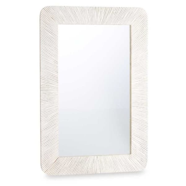 Väggspegel 38 Vit Brun Ränder 90 x 60 x 2 cm Rektangulär